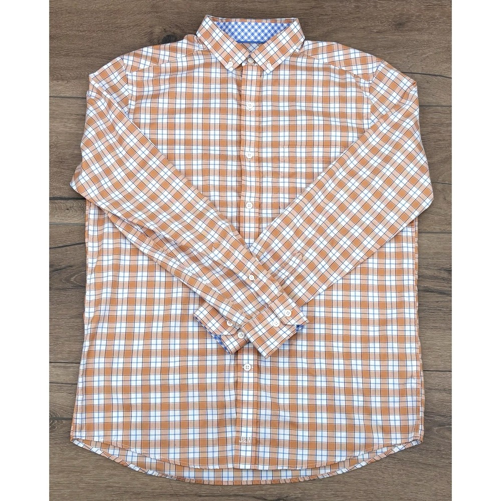 Johnston & Murphy XC4 Extreme Comfort Shirt Men's Size Medium Plaid Button Front